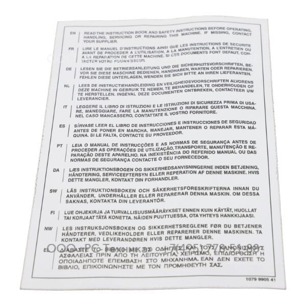 1079990541 INSTRUCTION LABEL